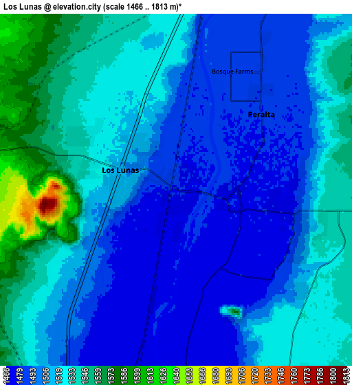 Zoom OUT 2x Los Lunas, United States elevation map