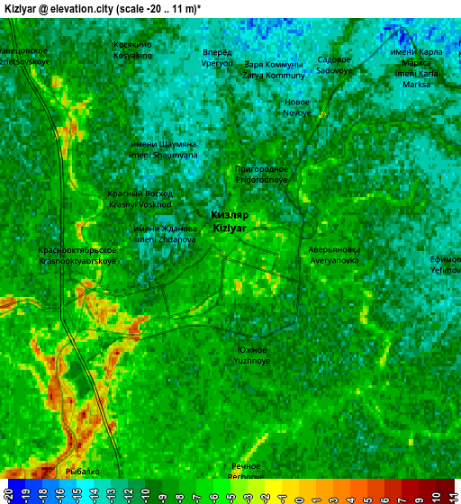 Zoom OUT 2x Kizlyar, Russia elevation map
