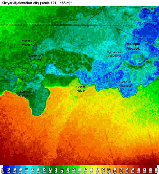 Zoom OUT 2x Kizlyar, Russia elevation map