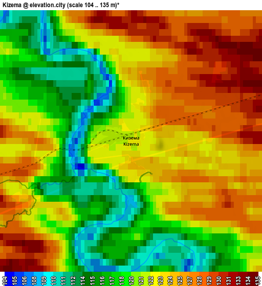 Zoom OUT 2x Kizema, Russia elevation map