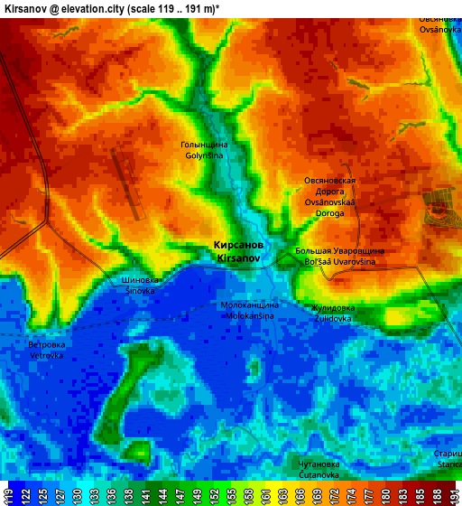 Zoom OUT 2x Kirsanov, Russia elevation map