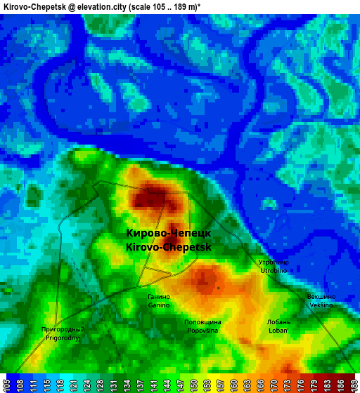 Zoom OUT 2x Kirovo-Chepetsk, Russia elevation map