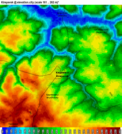 Zoom OUT 2x Kireyevsk, Russia elevation map