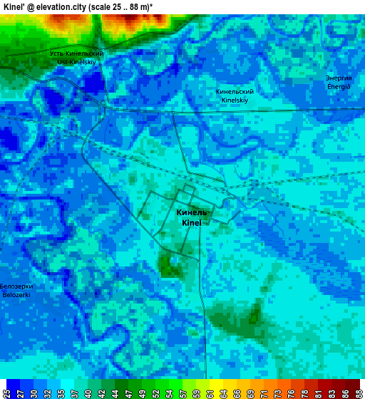 Zoom OUT 2x Kinel’, Russia elevation map