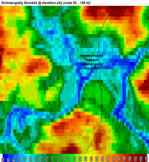 Zoom OUT 2x Kichmengskiy Gorodok, Russia elevation map