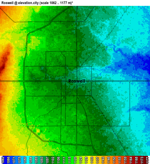 Zoom OUT 2x Roswell, United States elevation map