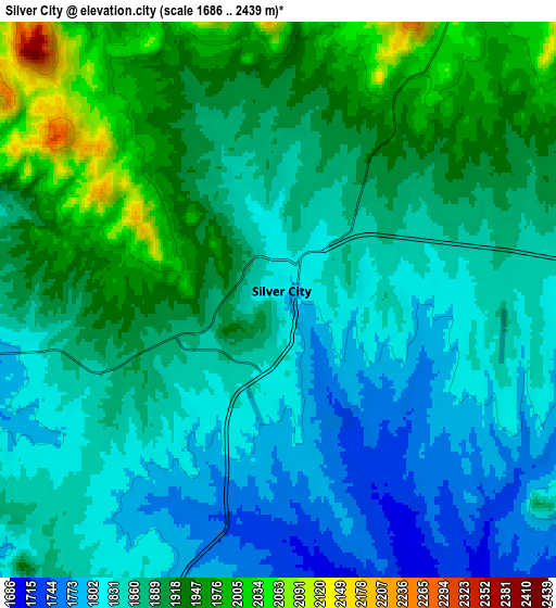 Zoom OUT 2x Silver City, United States elevation map