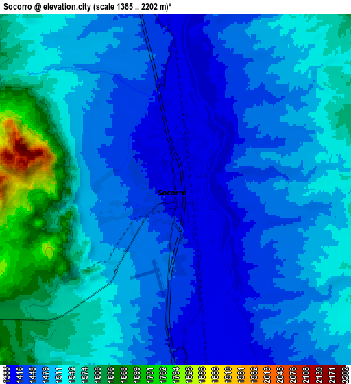 Zoom OUT 2x Socorro, United States elevation map