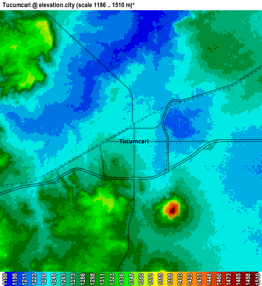 Zoom OUT 2x Tucumcari, United States elevation map