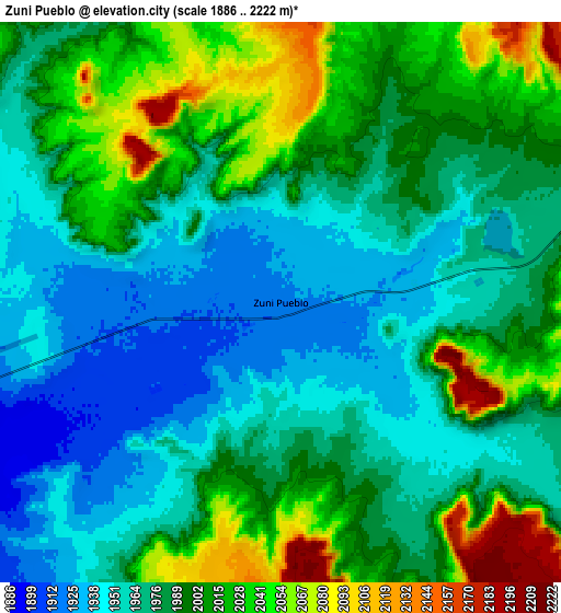 Zoom OUT 2x Zuni Pueblo, United States elevation map