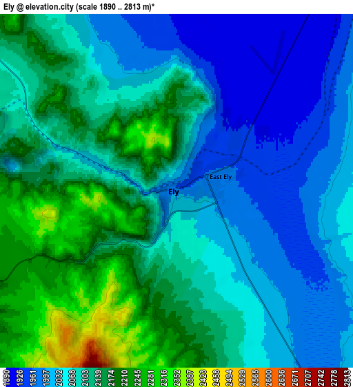 Zoom OUT 2x Ely, United States elevation map