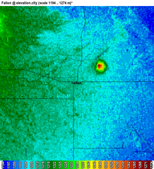 Zoom OUT 2x Fallon, United States elevation map