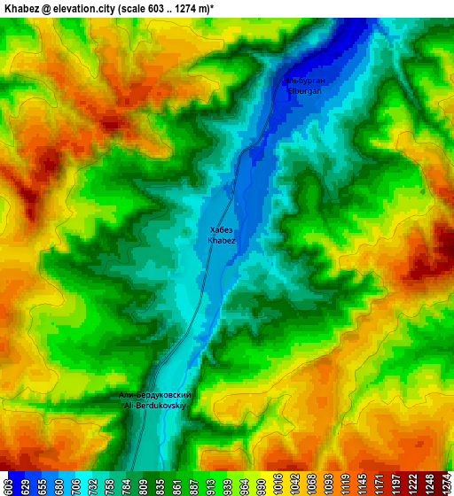 Zoom OUT 2x Khabez, Russia elevation map