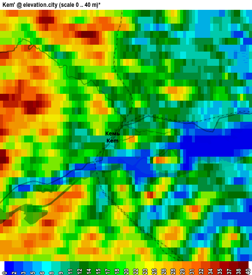 Zoom OUT 2x Kem’, Russia elevation map