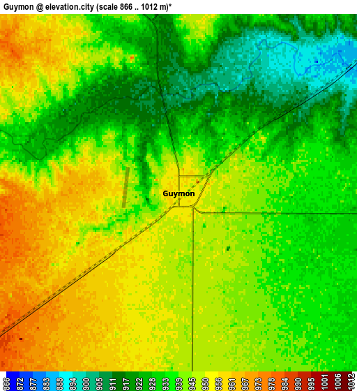 Zoom OUT 2x Guymon, United States elevation map