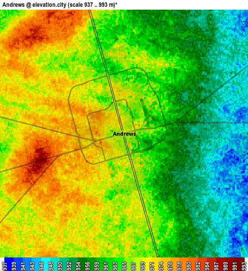 Zoom OUT 2x Andrews, United States elevation map