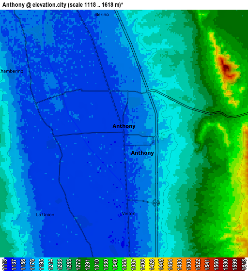 Zoom OUT 2x Anthony, United States elevation map