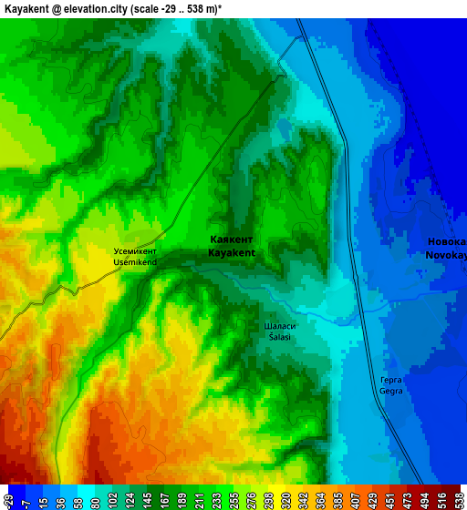 Zoom OUT 2x Kayakent, Russia elevation map