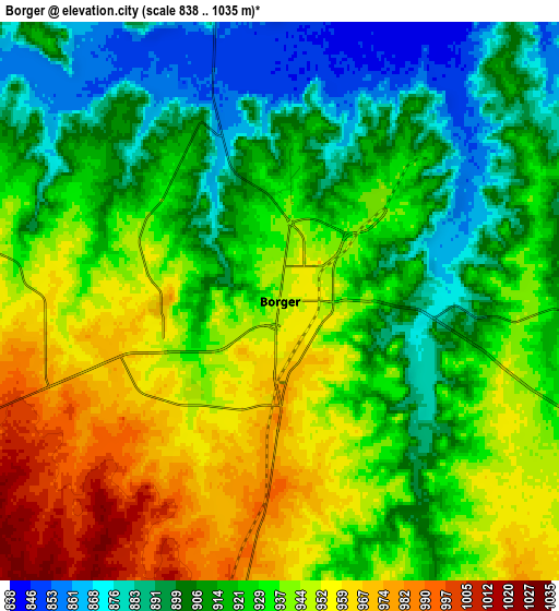 Zoom OUT 2x Borger, United States elevation map