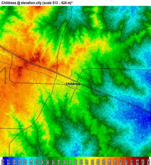 Zoom OUT 2x Childress, United States elevation map