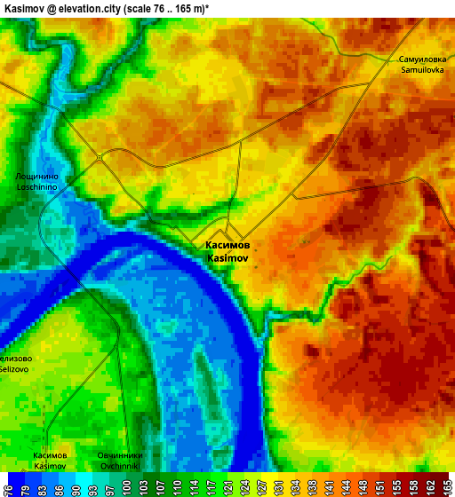 Zoom OUT 2x Kasimov, Russia elevation map