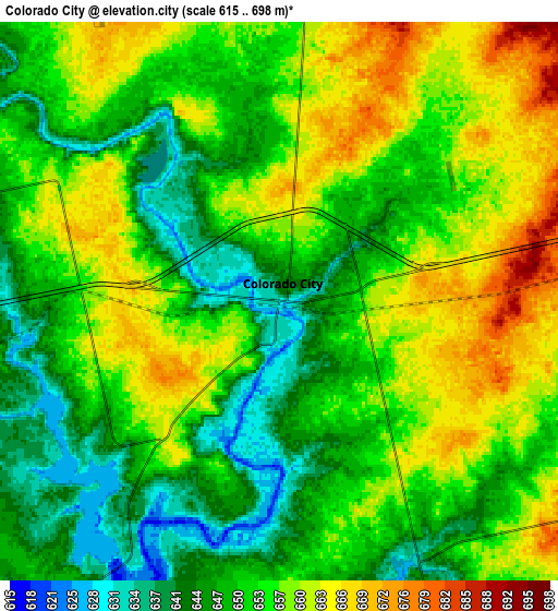 Zoom OUT 2x Colorado City, United States elevation map