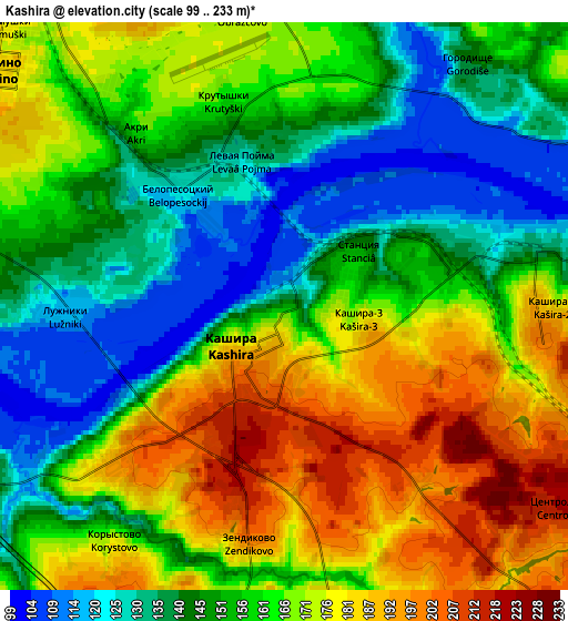 Zoom OUT 2x Kashira, Russia elevation map
