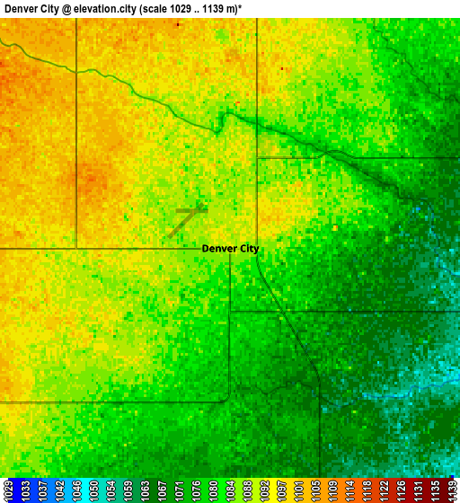 Zoom OUT 2x Denver City, United States elevation map