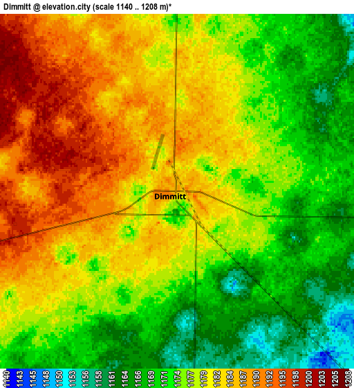 Zoom OUT 2x Dimmitt, United States elevation map