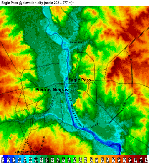 Zoom OUT 2x Eagle Pass, United States elevation map