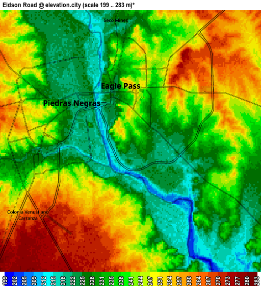 Zoom OUT 2x Eidson Road, United States elevation map