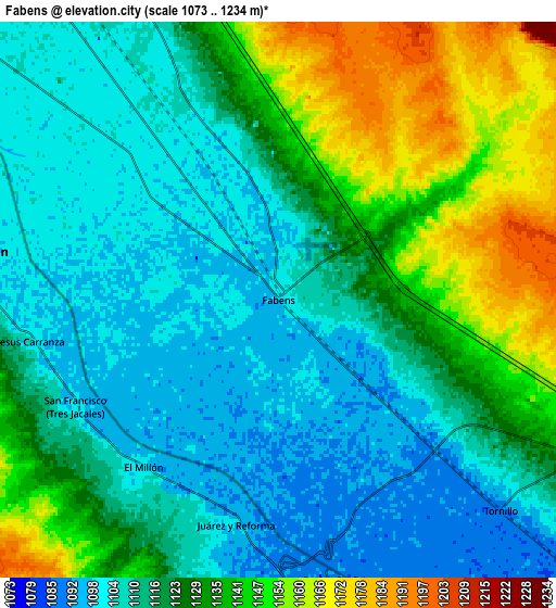 Zoom OUT 2x Fabens, United States elevation map