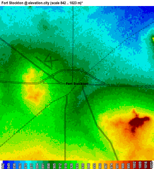 Zoom OUT 2x Fort Stockton, United States elevation map