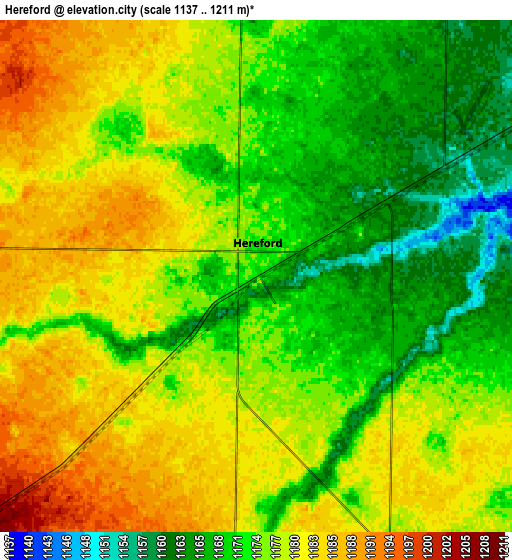 Zoom OUT 2x Hereford, United States elevation map