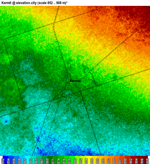 Zoom OUT 2x Kermit, United States elevation map