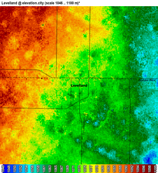 Zoom OUT 2x Levelland, United States elevation map