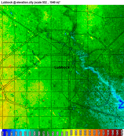 Zoom OUT 2x Lubbock, United States elevation map