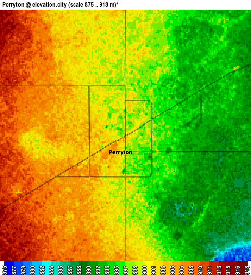 Zoom OUT 2x Perryton, United States elevation map