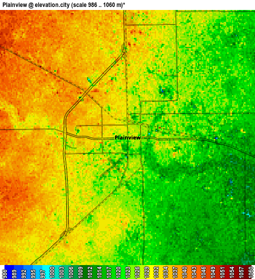 Zoom OUT 2x Plainview, United States elevation map