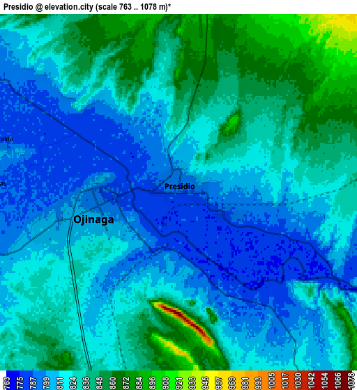 Zoom OUT 2x Presidio, United States elevation map