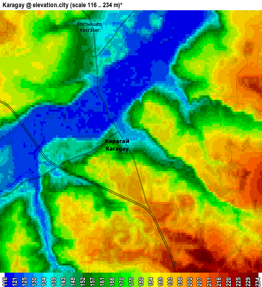 Zoom OUT 2x Karagay, Russia elevation map