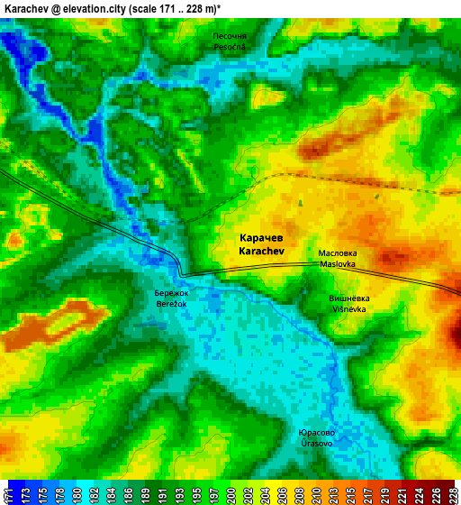 Zoom OUT 2x Karachev, Russia elevation map