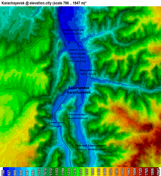 Zoom OUT 2x Karachayevsk, Russia elevation map