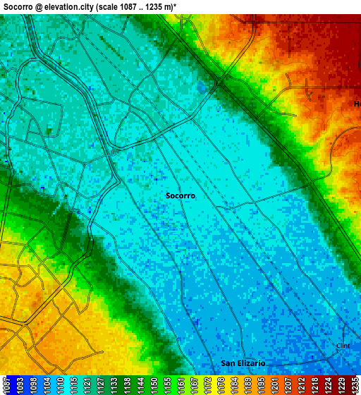 Zoom OUT 2x Socorro, United States elevation map