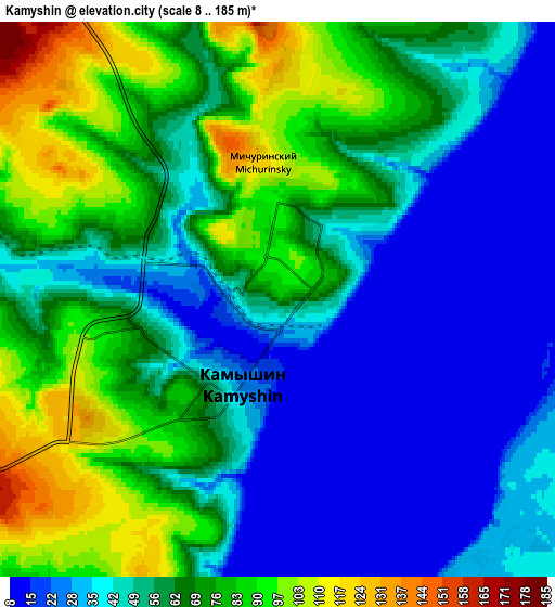 Zoom OUT 2x Kamyshin, Russia elevation map