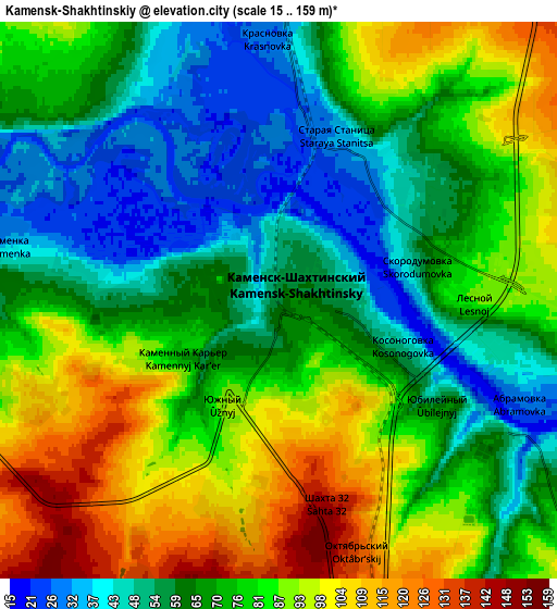 Zoom OUT 2x Kamensk-Shakhtinskiy, Russia elevation map