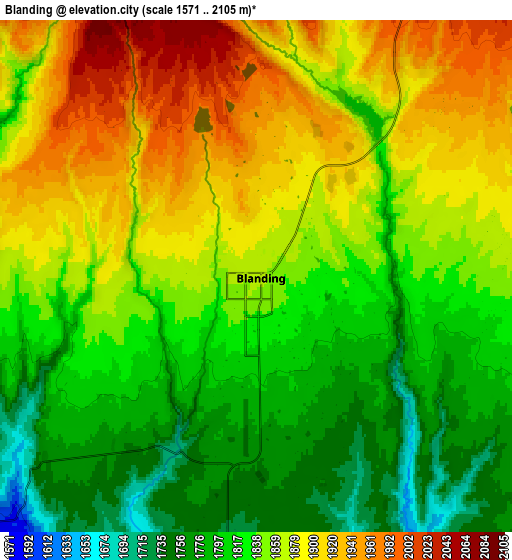 Zoom OUT 2x Blanding, United States elevation map