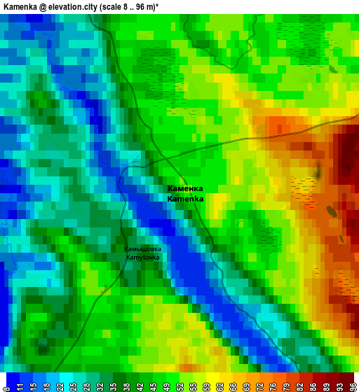 Zoom OUT 2x Kamenka, Russia elevation map