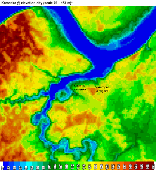 Zoom OUT 2x Kamenka, Russia elevation map