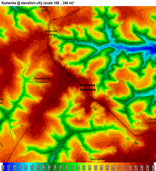 Zoom OUT 2x Kamenka, Russia elevation map